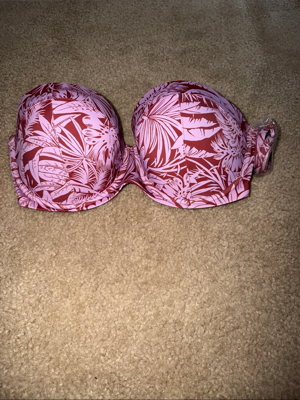 Victoria's Secret Pink and Rose Tropical Bandeau Swim Top